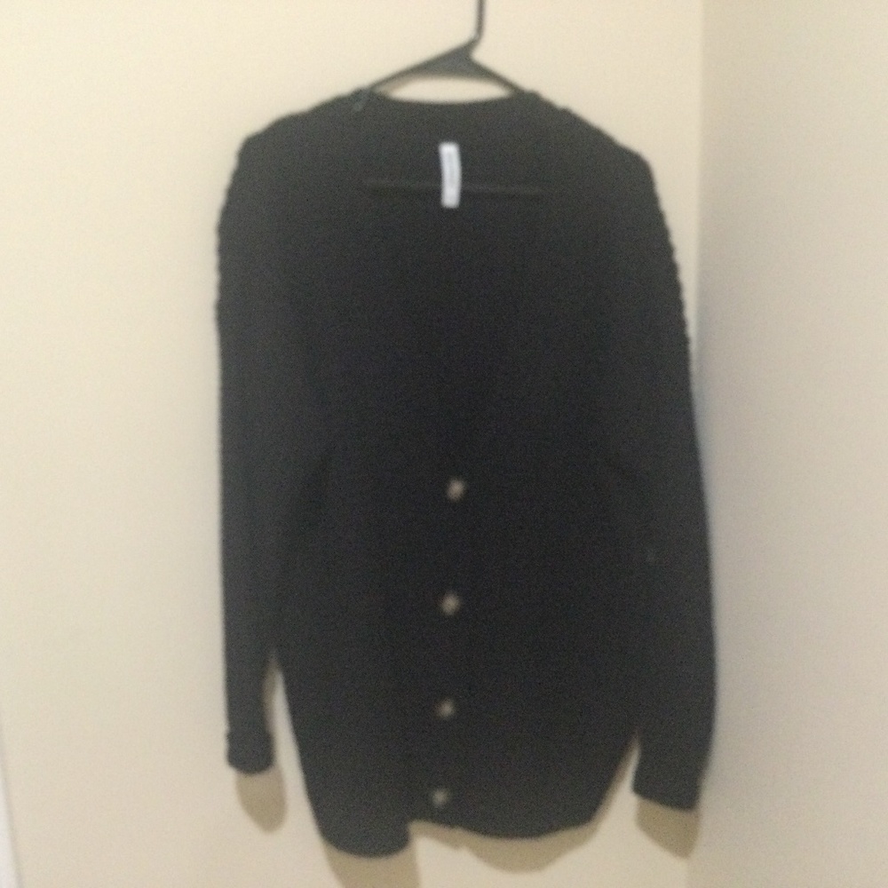 Black open weave cardigan sweater.  Size large. By Zenana Premium.